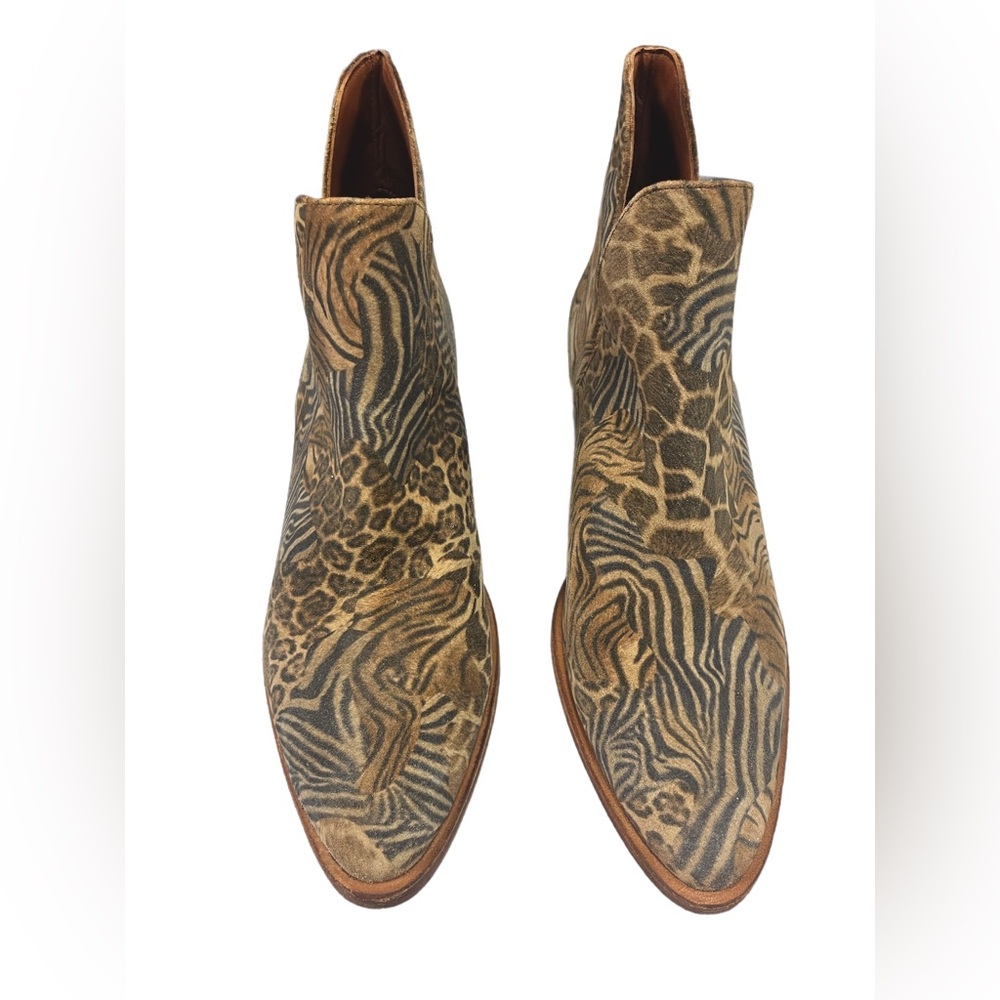 Free People Women’s Animal Print Ankle Booties in Brown and Black